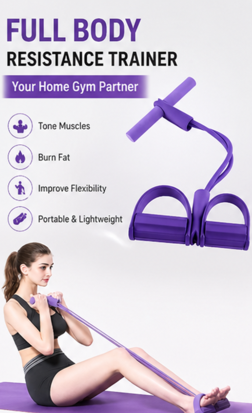 Full Body Resistance Trainer – Home Gym Pedal Puller for Abs, Arms & Legs