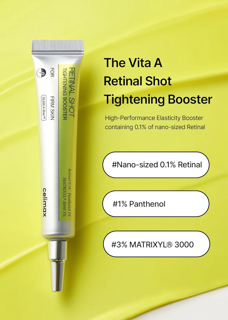 Celimax Vita-A Retinal Shot Booster | Pack of 2 x 15ml | 0.1% Retinal + 3% Matrixyl | Pore Minimizer & Firming